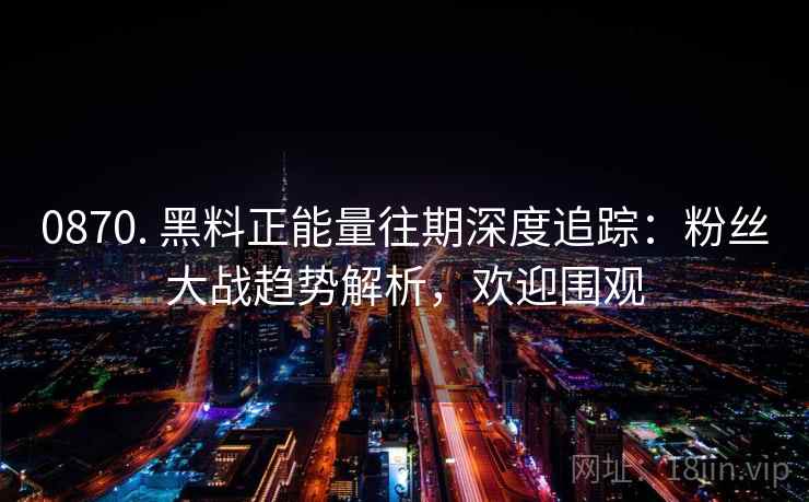 0870. 黑料正能量往期深度追踪：粉丝大战趋势解析，欢迎围观