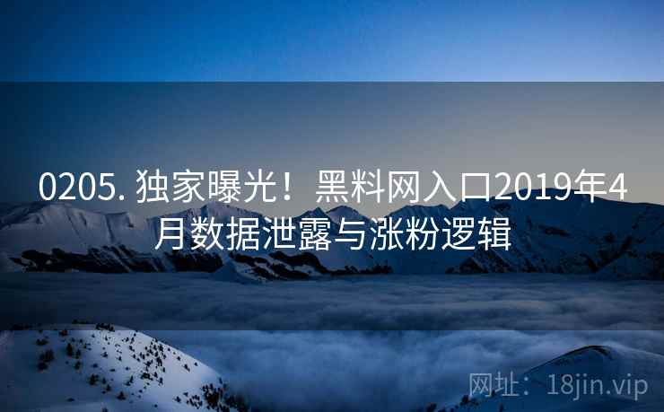 0205. 独家曝光！黑料网入口2019年4月数据泄露与涨粉逻辑