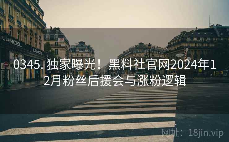 0345. 独家曝光！黑料社官网2024年12月粉丝后援会与涨粉逻辑