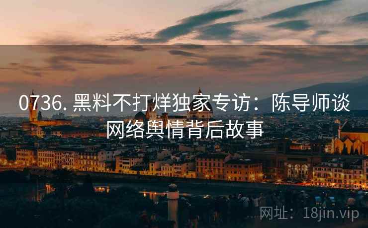 0736. 黑料不打烊独家专访：陈导师谈网络舆情背后故事